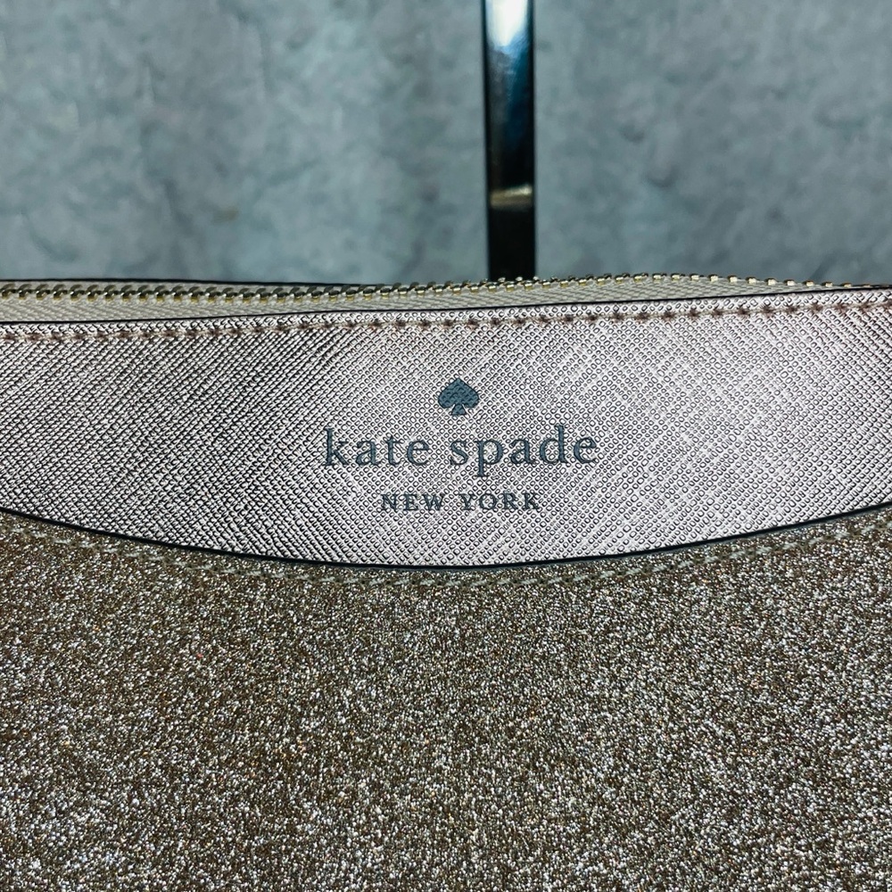 Kate Spade Shimmy Joeley Lola Glitter Rose Gold Zip Top Tote Shoulder Bag - Picture 3 of 17
